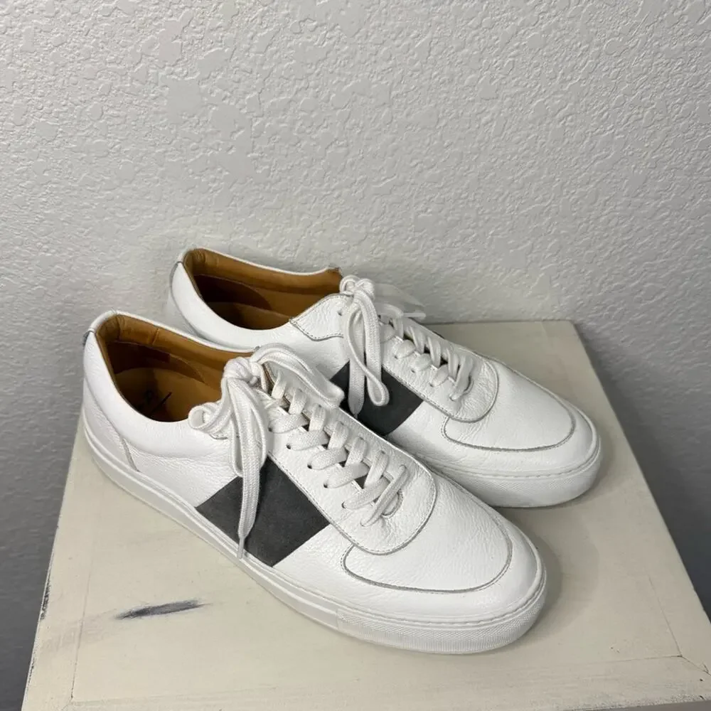 Mr. P Porter Larry Italian Pebble-grain leather & suede sneakers Business Casual